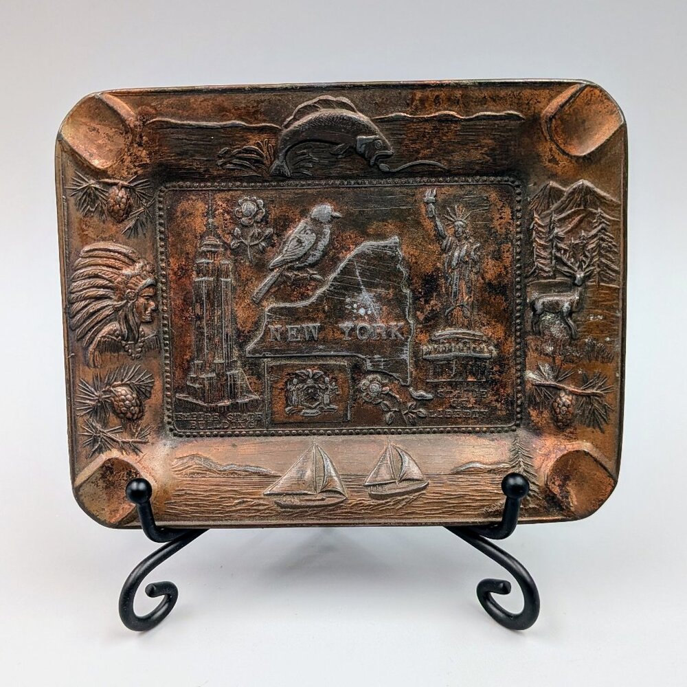 Midcentury Vintage Americana: New York Souvenir Cast Metal  Trinket Dish
